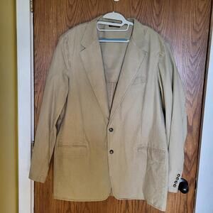 LL Bean men's tacky sports jacket size 46 tall spatted shoulders 2 button closur